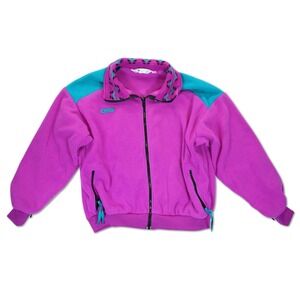 Vintage Columbia Women's Jacket Aztec Print Fleece Zip Up XL Magenta‎